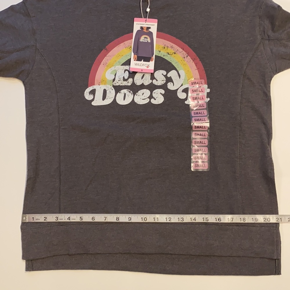 Wildfox Small Easy Does It Graphic Charcoal Statement Sweatshirt New (T) - Picture 13 of 16
